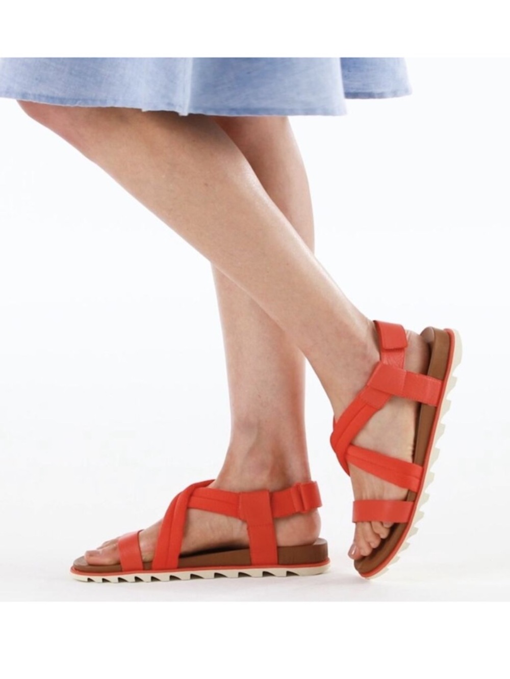 Sorel Roaming Decon Leather Sandal Orange Red Size 8